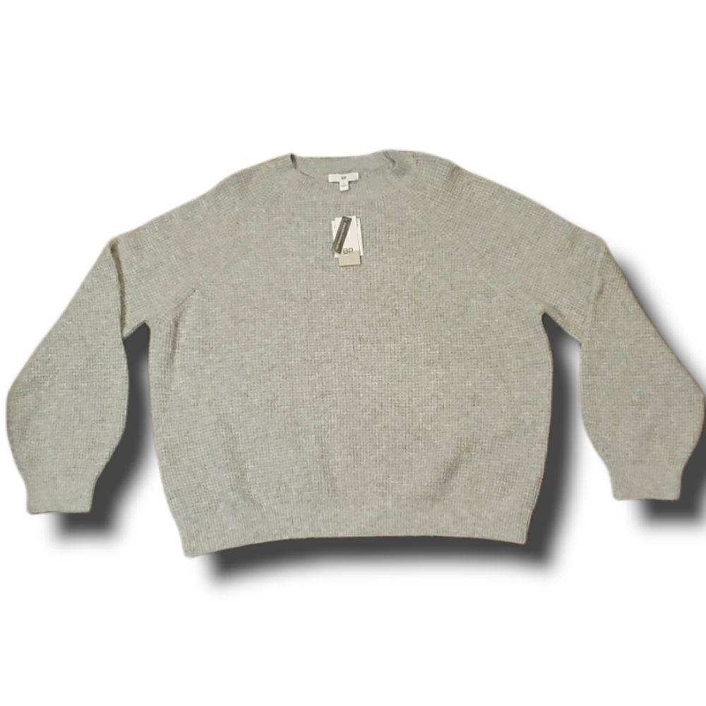 BP Nordstrom Womens XL Gray Waffle Knit Raglan‎ Sleeve Pullover Sweater NWT